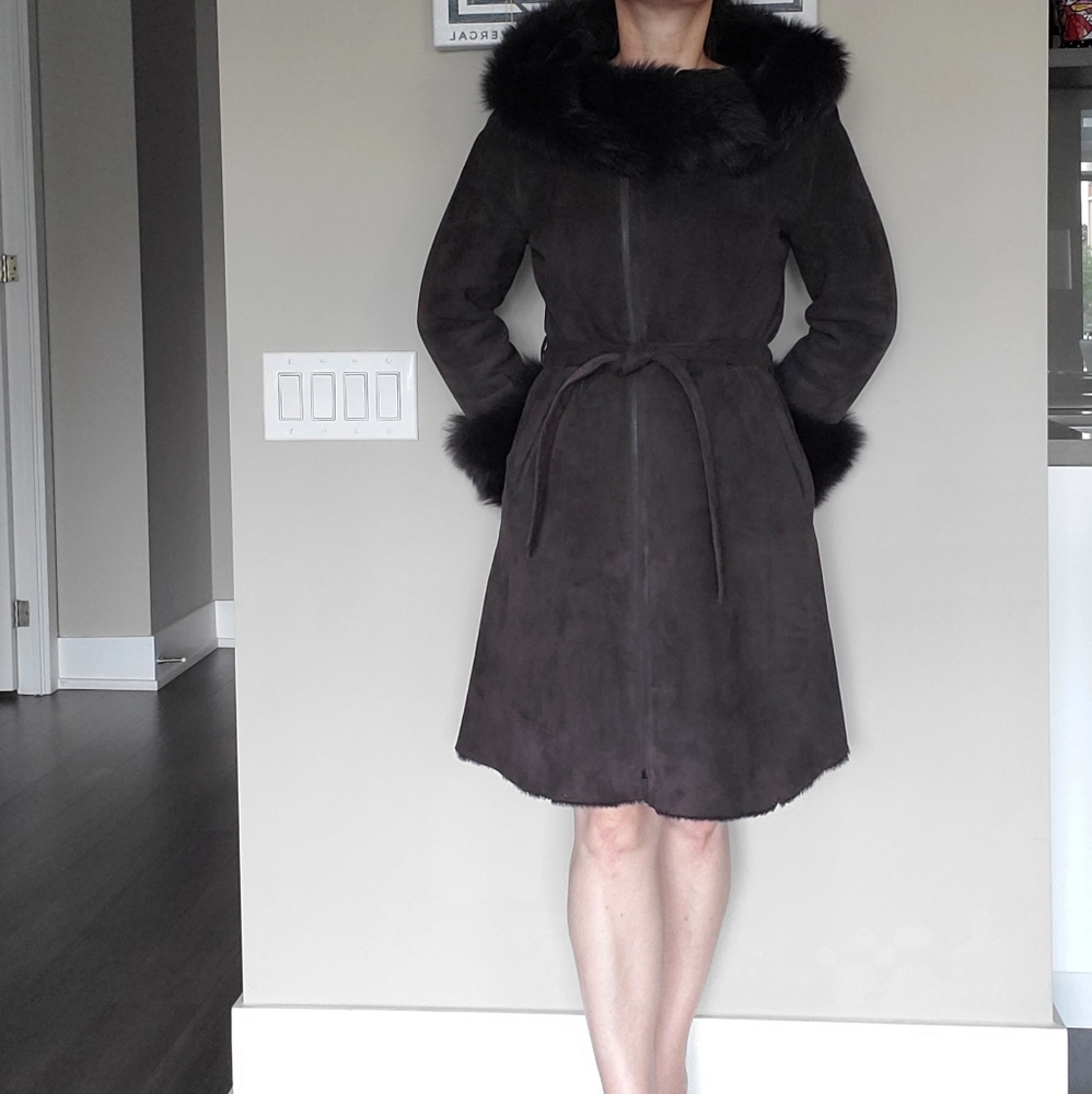 👑 4X HOST PICK 👑 🔥NEW 🔥 Genuine Shearling Coat with Hood - Picture 12 of 16